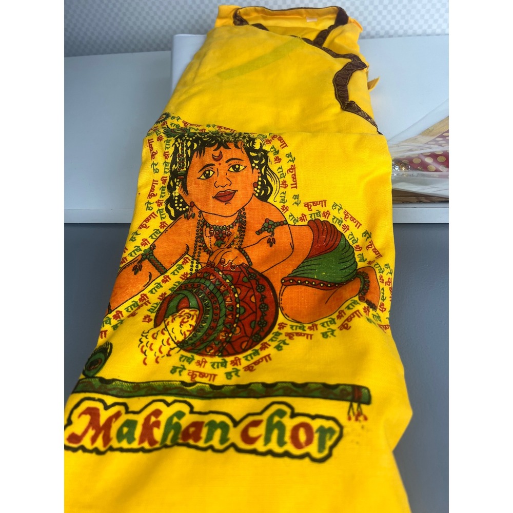 Kaku Fancy Dresses Krishna Costume‎ Boys Yellow Dhoti Set 5-6 Years Makhan Chor